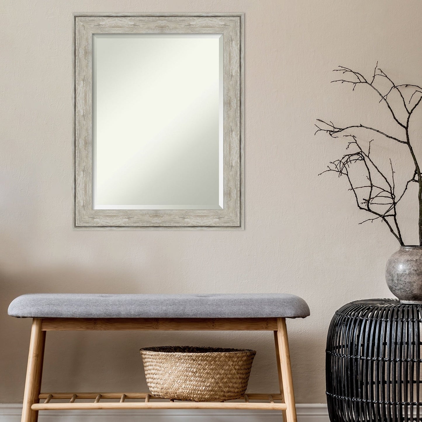 Specchio da parete per bagno bisellato - Cornice metallica screpolata