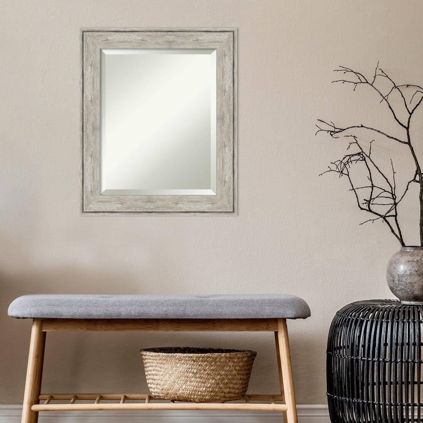 Specchio da parete per bagno bisellato - Cornice metallica screpolata