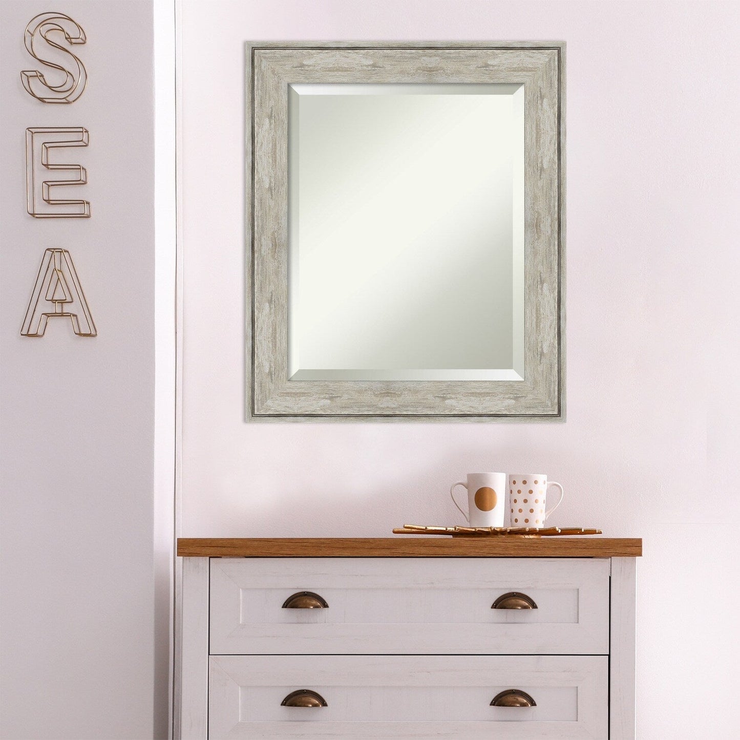 Specchio da parete per bagno bisellato - Cornice metallica screpolata