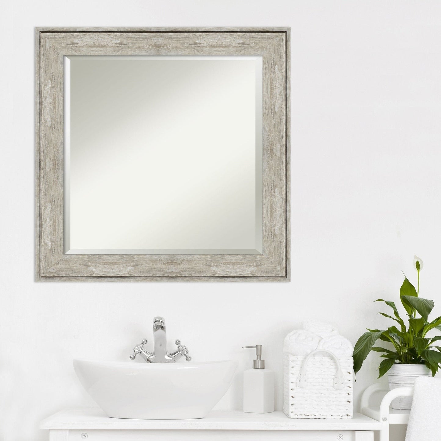 Specchio da parete per bagno bisellato - Cornice metallica screpolata