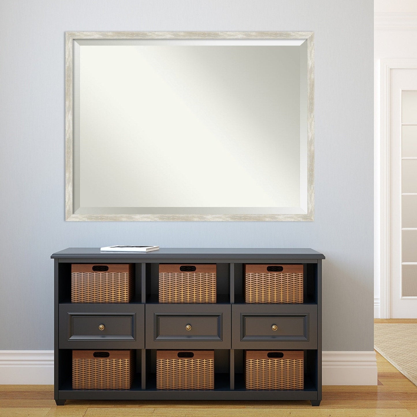 Specchio da parete per bagno bisellato - Cornice metallica screpolata