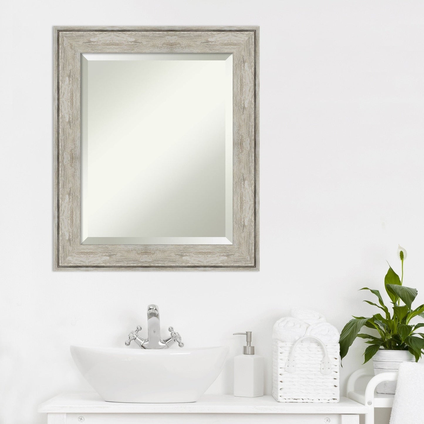 Specchio da parete per bagno bisellato - Cornice metallica screpolata