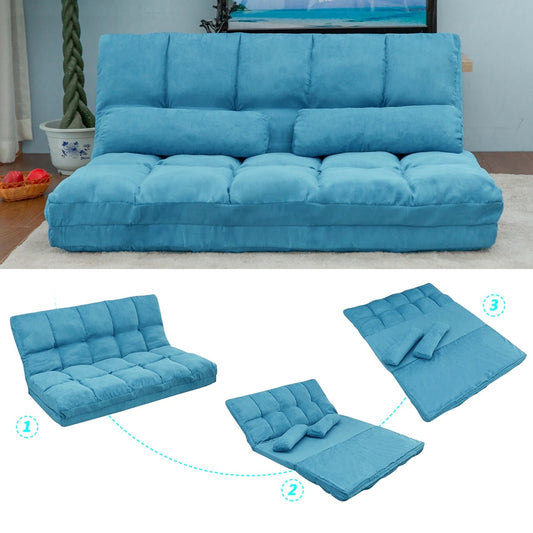 Divano chaise longue da pavimento con due cuscini