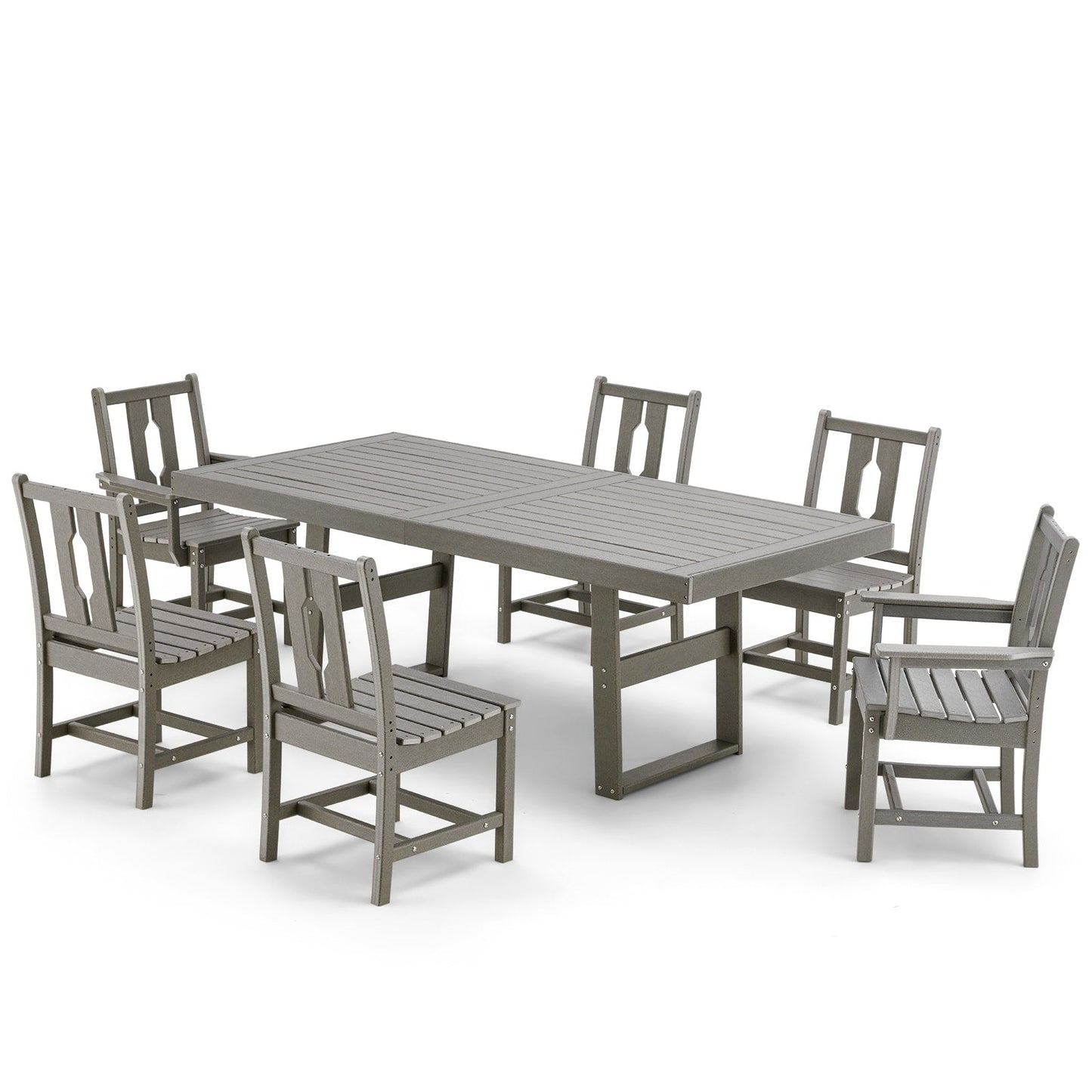 Set da pranzo versatili per esterni con sedie girevoli/pieghevoli e tavolo con doghe in acciaio e set da pranzo in HDPE per giardini e patii