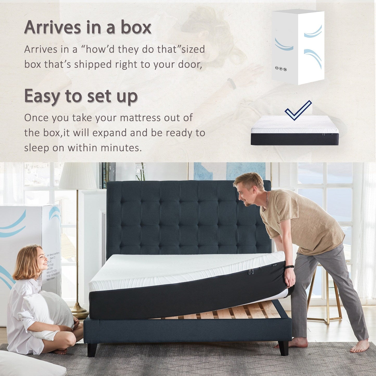 Materasso in memory foam gel da 10 pollici, comfort medio