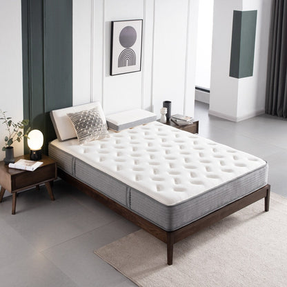 10 Materassi, Materasso a molle insacchettate in memory foam, Supporto per il sonno, Materasso dalla sensazione di rigidità media in una scatola