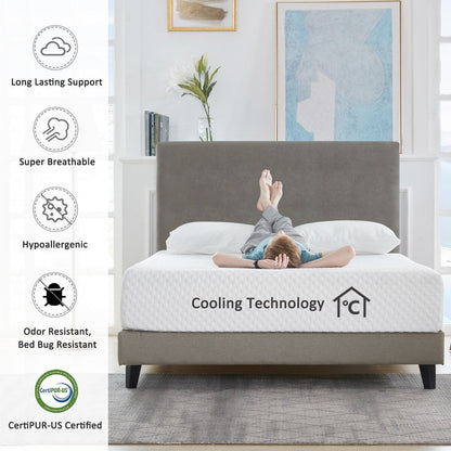 Materasso in memory foam gel da 12 pollici per un sonno fresco, comfort medio