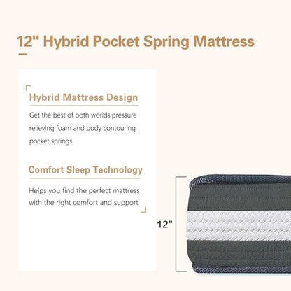 Materasso ibrido a molle insacchettate da 12''