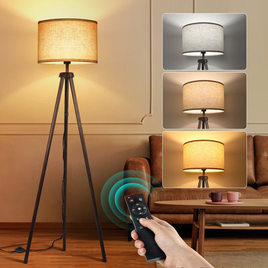 Lampada da terra con treppiede in noce nero da 63 pollici e gambe in legno massello