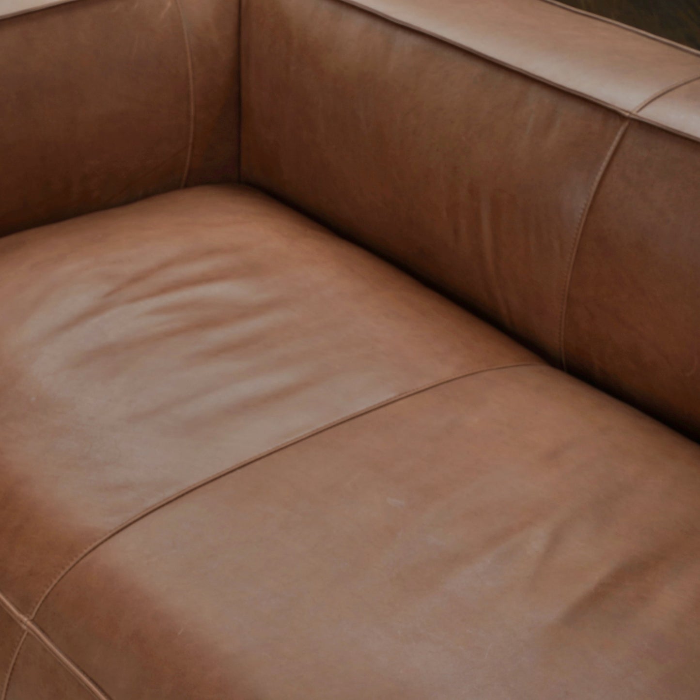 Divano moderno in vera pelle per soggiorno UR Livingroom, interamente in pelle anilina, dimensioni: 100 x 43 x 26,25 cm.