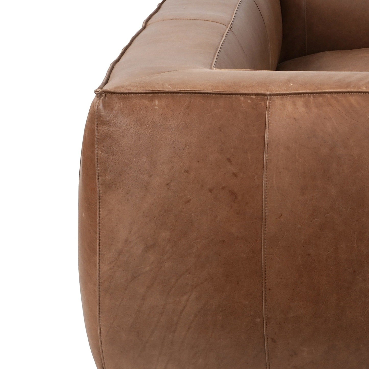 Divano moderno in vera pelle per soggiorno UR Livingroom, interamente in pelle anilina, dimensioni: 100 x 43 x 26,25 cm.