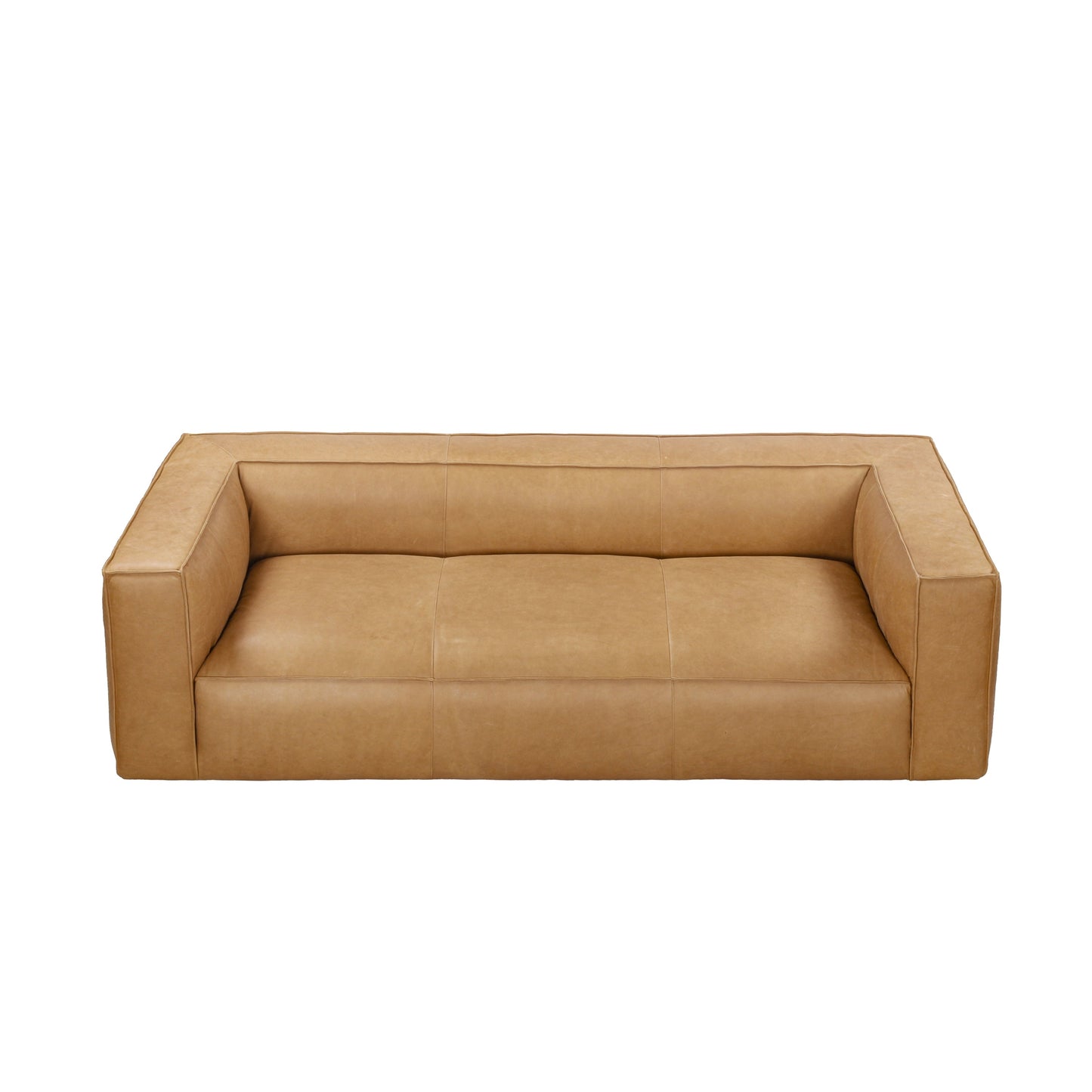 Divano moderno in vera pelle per soggiorno UR Livingroom, interamente in pelle anilina, dimensioni: 100 x 43 x 26,25 cm.