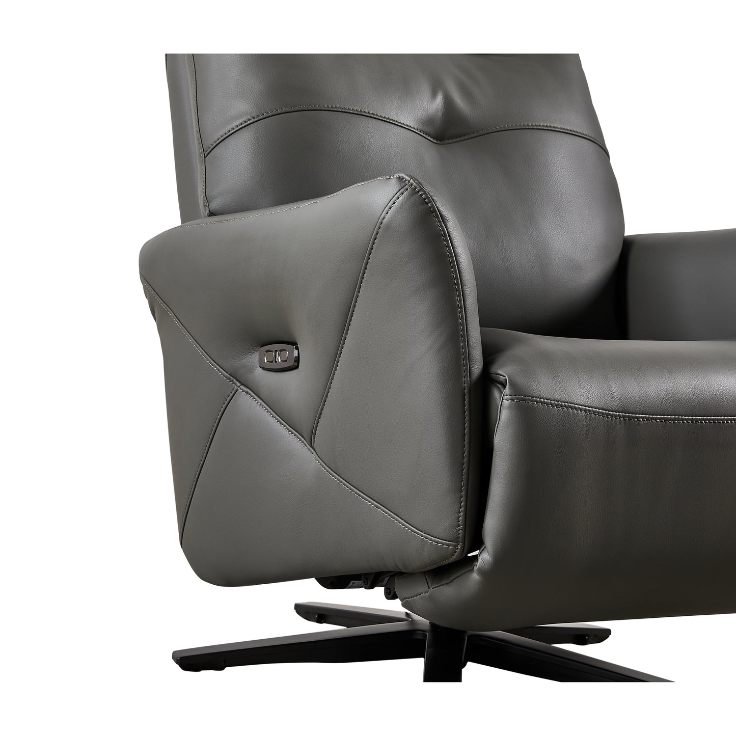 Christopher Knight Home - Poltrona reclinabile Alexander Plush in similpelle con poggiatesta e poggiapiedi regolabili, girevole a 360 gradi