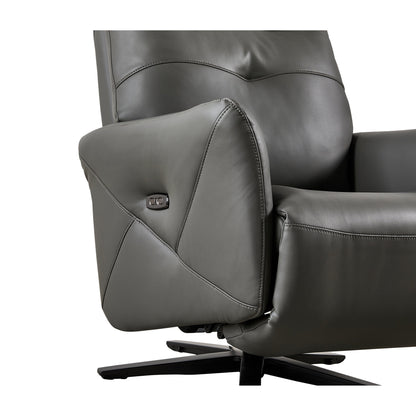 Christopher Knight Home - Poltrona reclinabile Alexander Plush in similpelle con poggiatesta e poggiapiedi regolabili, girevole a 360 gradi