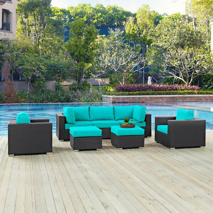 Set da esterno in rattan sintetico Bocabec (set da 7 pezzi) di Havenside Home