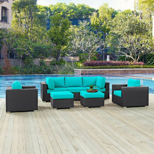 Set da esterno in rattan sintetico Bocabec (set da 7 pezzi) di Havenside Home
