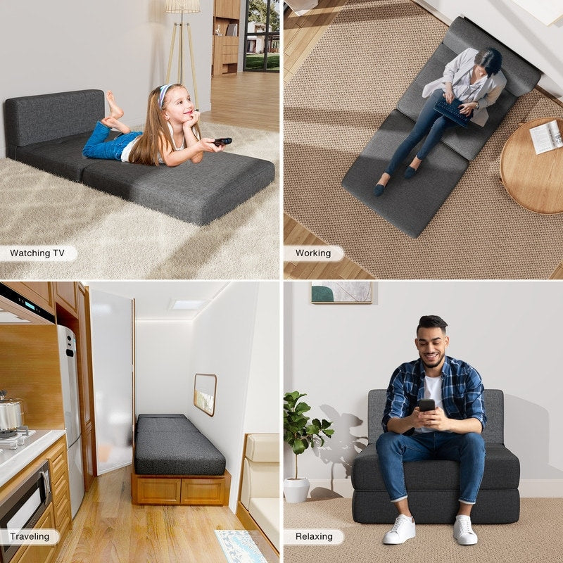 Poltrona trasformabile 3 in 1, sedia pieghevole, letto pieghevole