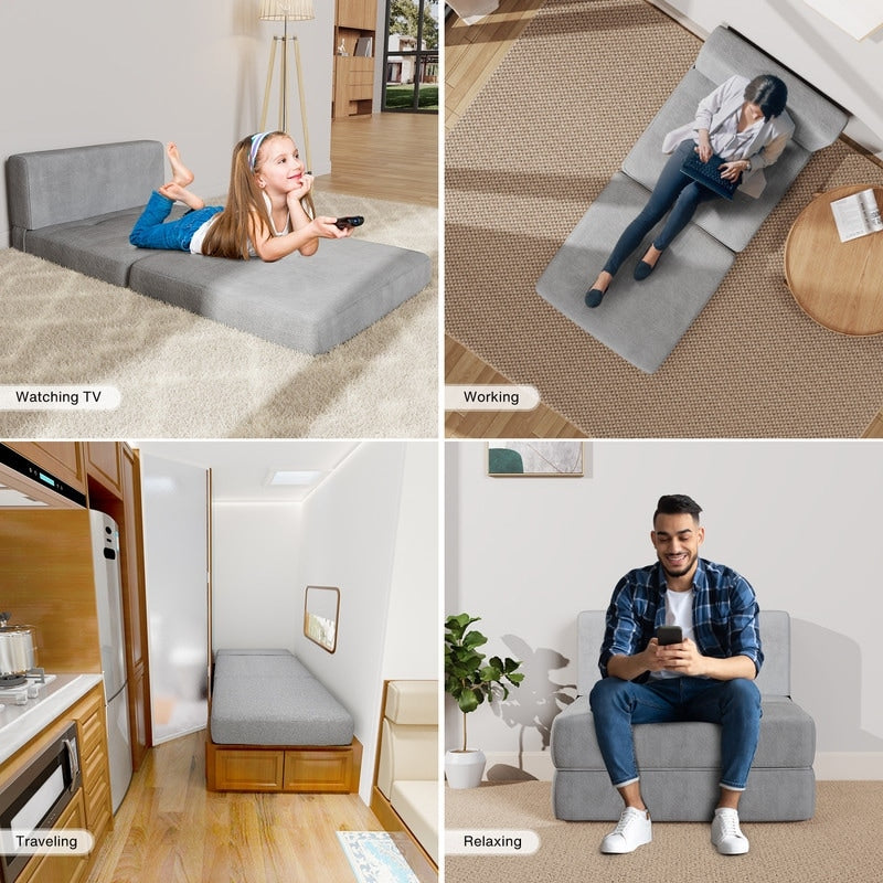 Poltrona trasformabile 3 in 1, sedia pieghevole, letto pieghevole