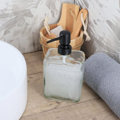 Dispenser di sapone in vetro vintage PURE SOAP 18 FL OZ - 18 Fl Oz