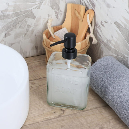 Dispenser di sapone in vetro vintage PURE SOAP 18 FL OZ - 18 Fl Oz