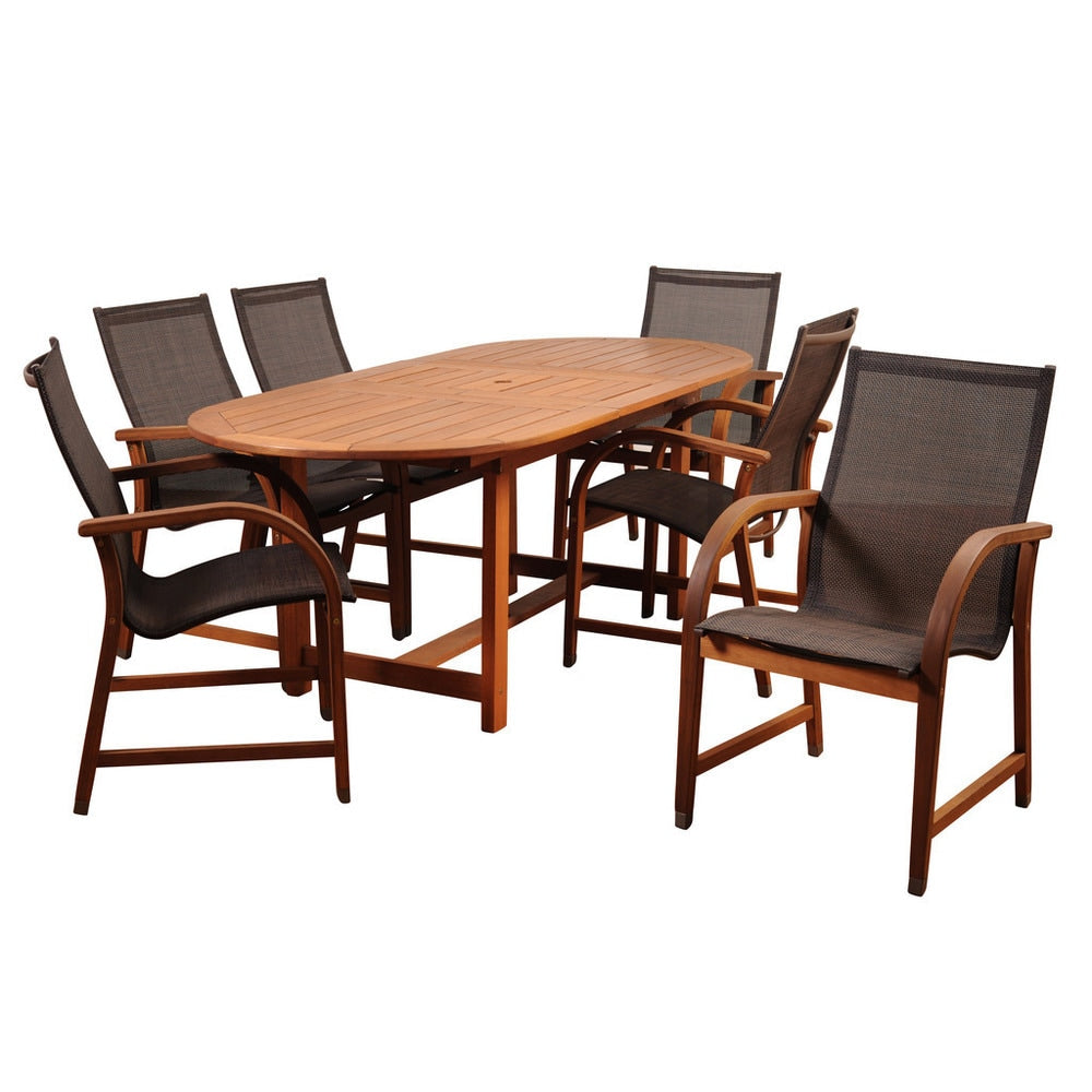 Amazonia Miller Set da pranzo per esterni in legno certificato FSC da 7 pezzi - 7 pezzi