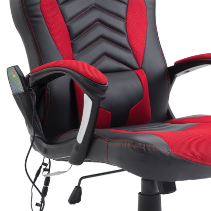 Sedia da gioco per computer con 6 punti di massaggio vibranti, 5 modalità, sedia da scrivania riscaldata in stile racing, sedia girevole con poggiatesta
