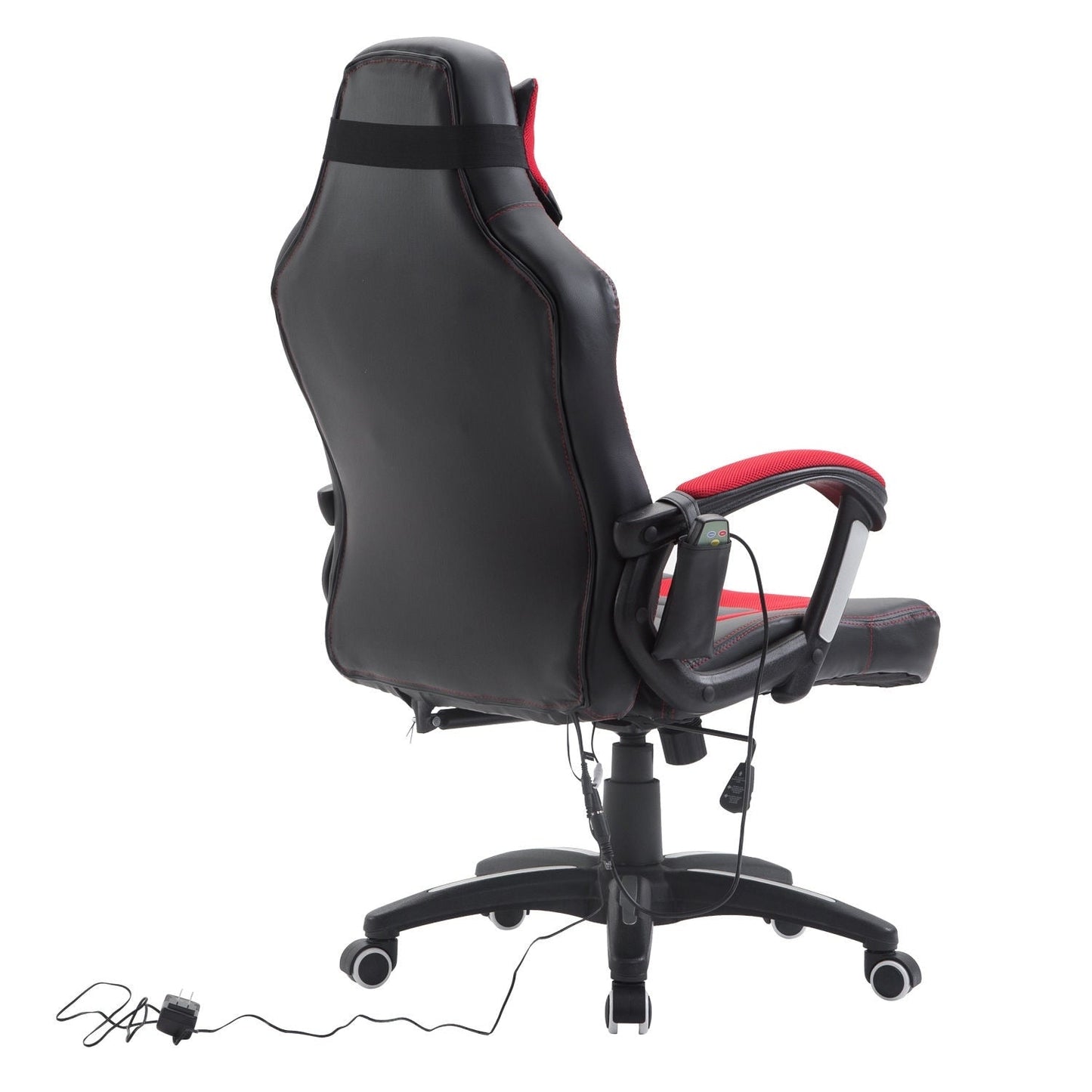Sedia da gioco per computer con 6 punti di massaggio vibranti, 5 modalità, sedia da scrivania riscaldata in stile racing, sedia girevole con poggiatesta