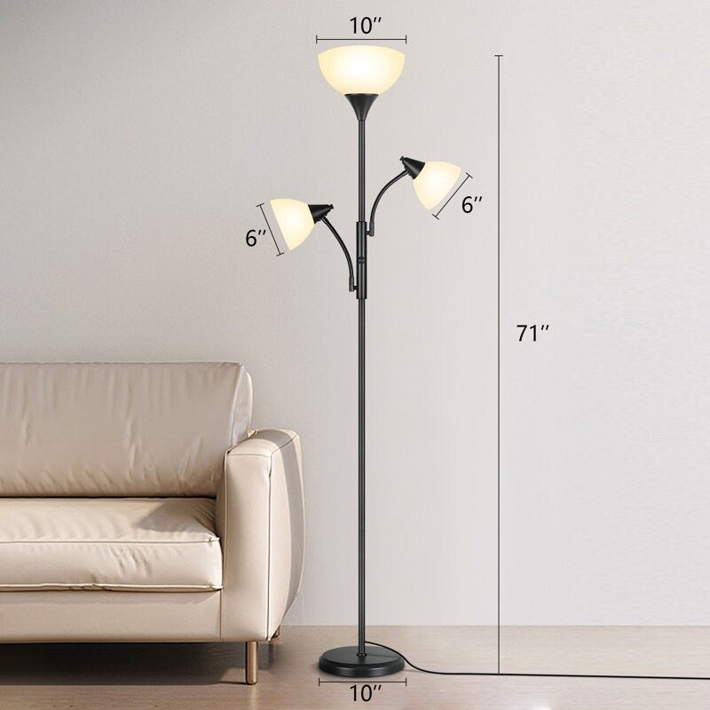 Lampada da terra moderna Torchiere da 71'' con luci di lettura regolabili - N/D