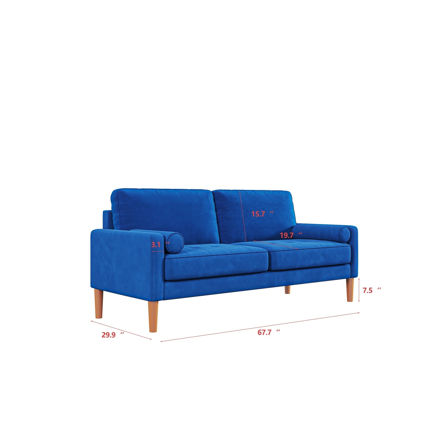 Divano a 3 posti con gambe in legno massello - 29,90 x 67,70 x 33,07