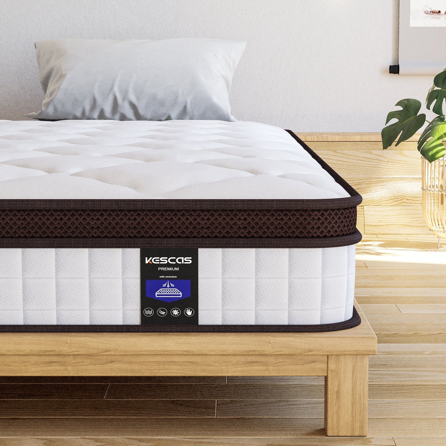 Materasso a molle insacchettate in memory foam da 12 pollici, con parte superiore a molle semirigida