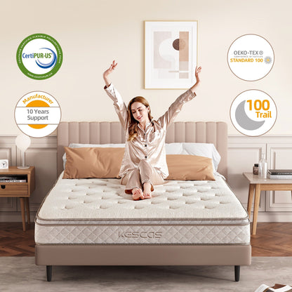 Materasso Premium in memory foam ibrido di lusso da 12 pollici