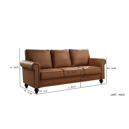 Divano rivestito in tessuto similpelle marrone - 31,50 x 80,31 x 34,25