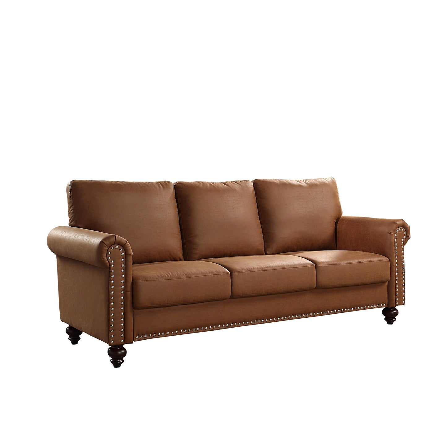 Divano rivestito in tessuto similpelle marrone - 31,50 x 80,31 x 34,25