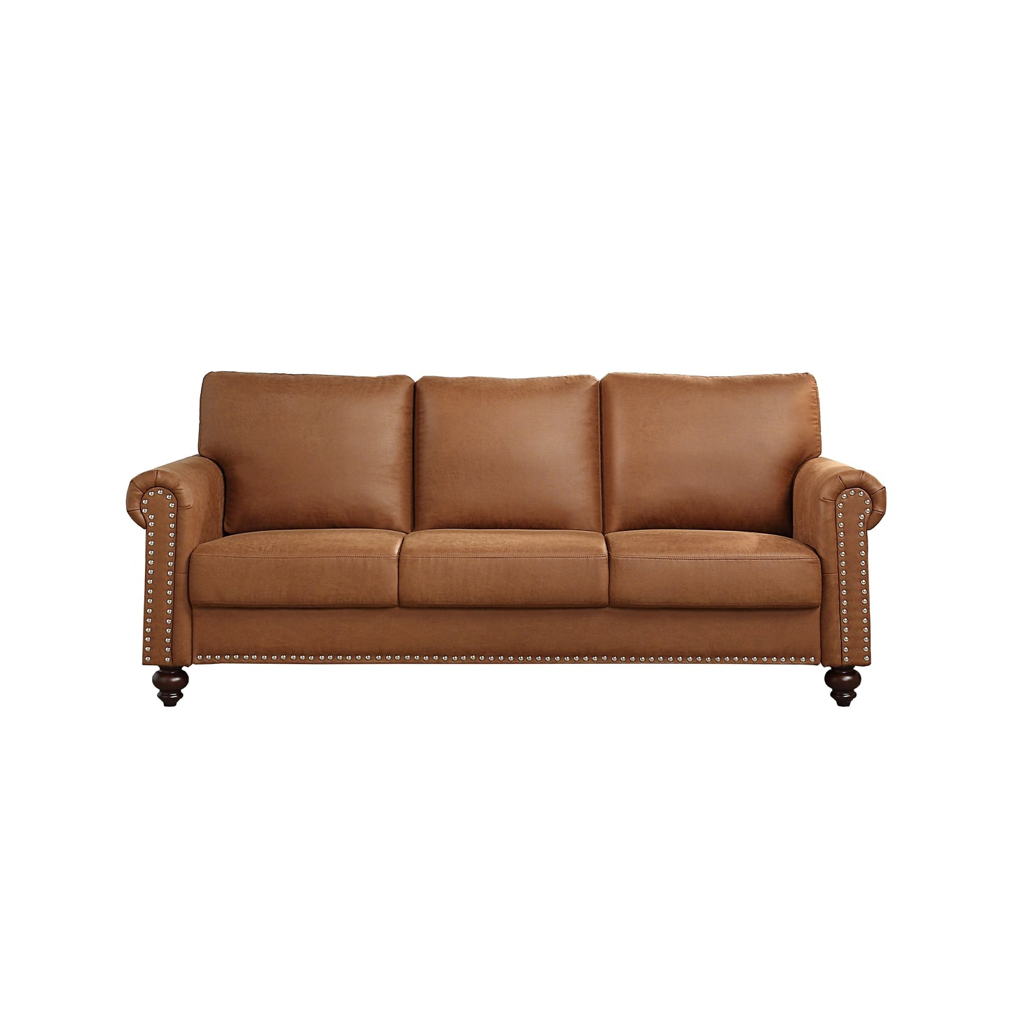 Divano rivestito in tessuto similpelle marrone - 31,50 x 80,31 x 34,25