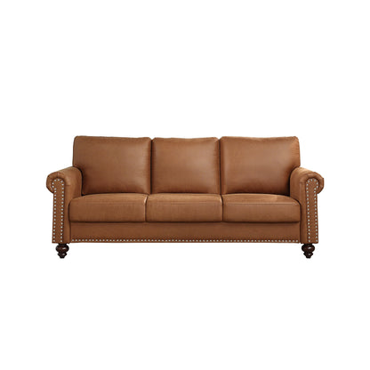 Divano rivestito in tessuto similpelle marrone - 31,50 x 80,31 x 34,25