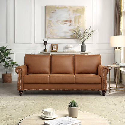 Divano rivestito in tessuto similpelle marrone - 31,50 x 80,31 x 34,25