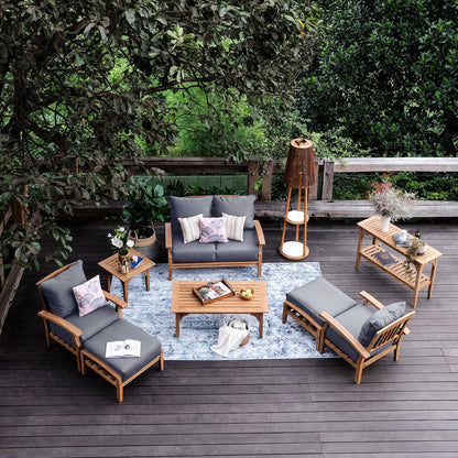 Set da conversazione per patio in teak Cambridge Casual Leon da 7 pezzi