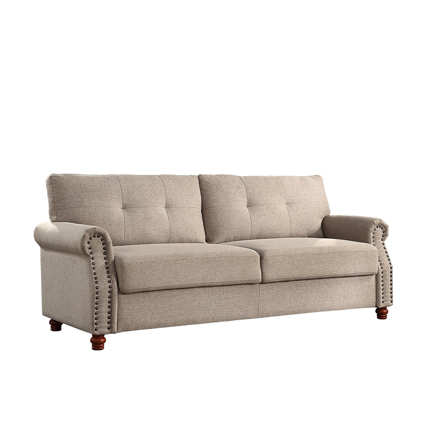 Divano rivestito in tessuto di lino beige con contenitore - 32,28 x 79,53 x 33,47