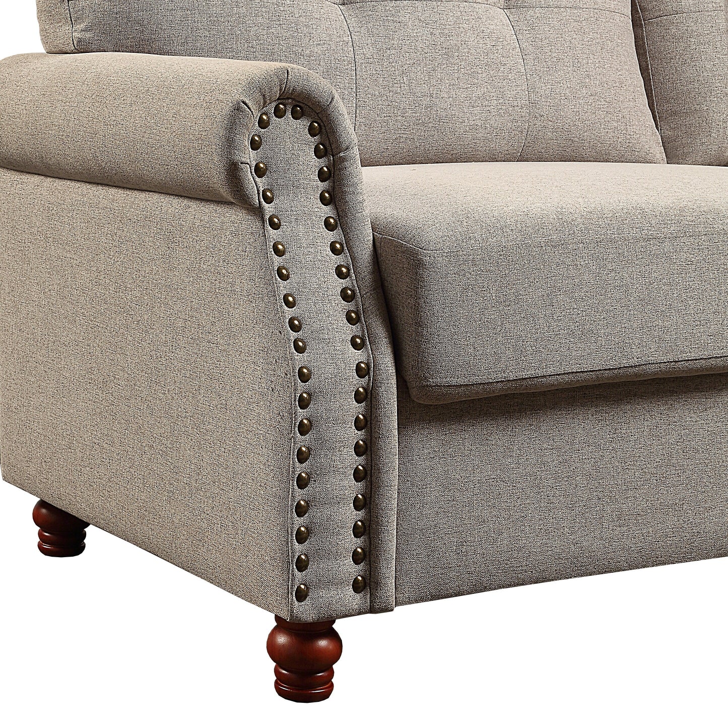 Divano rivestito in tessuto di lino beige con contenitore - 32,28 x 79,53 x 33,47