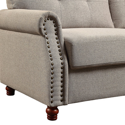 Divano rivestito in tessuto di lino beige con contenitore - 32,28 x 79,53 x 33,47