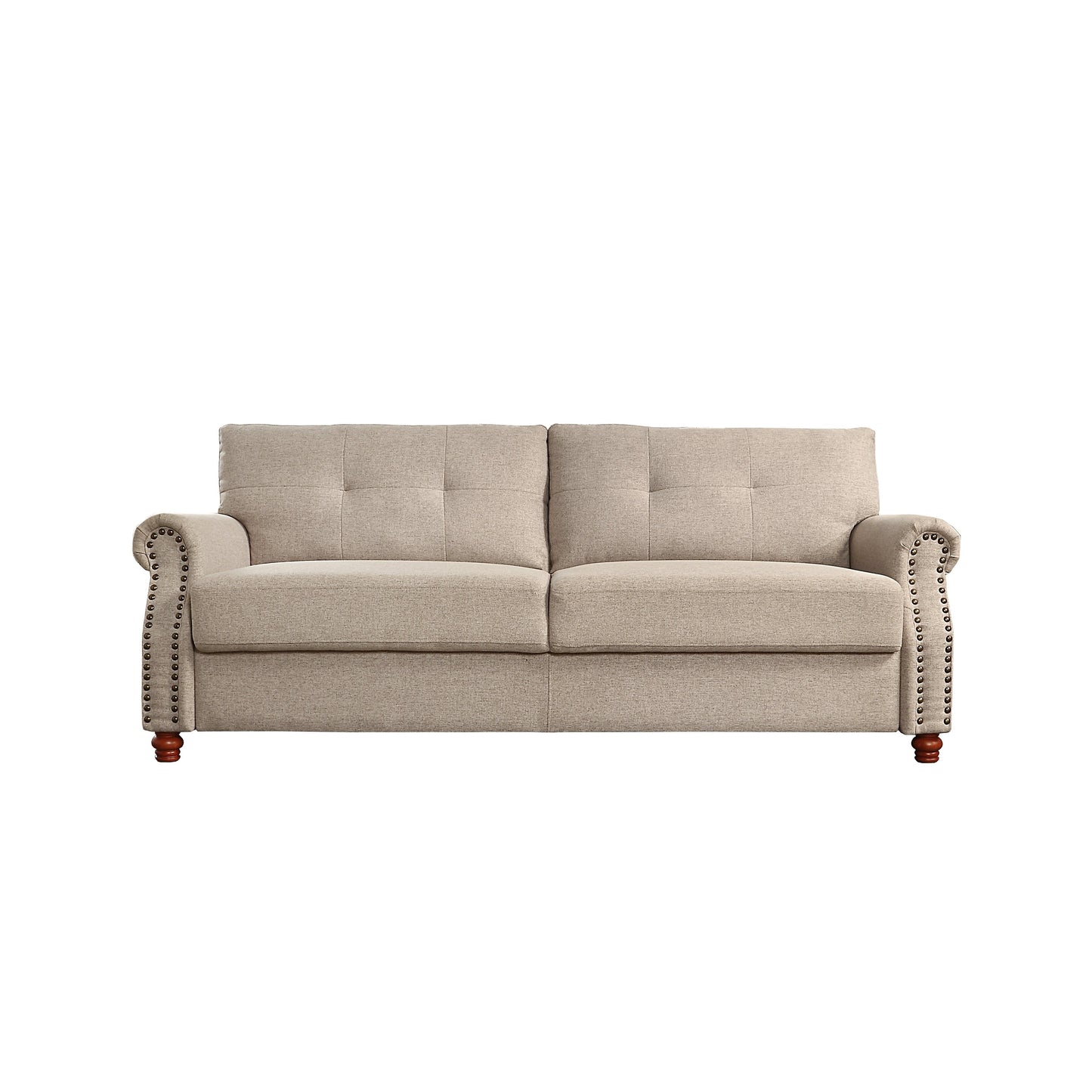 Divano rivestito in tessuto di lino beige con contenitore - 32,28 x 79,53 x 33,47