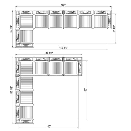 Set da giardino componibile Cambridge Casual Lowell in teak da 8 pezzi con cuscino