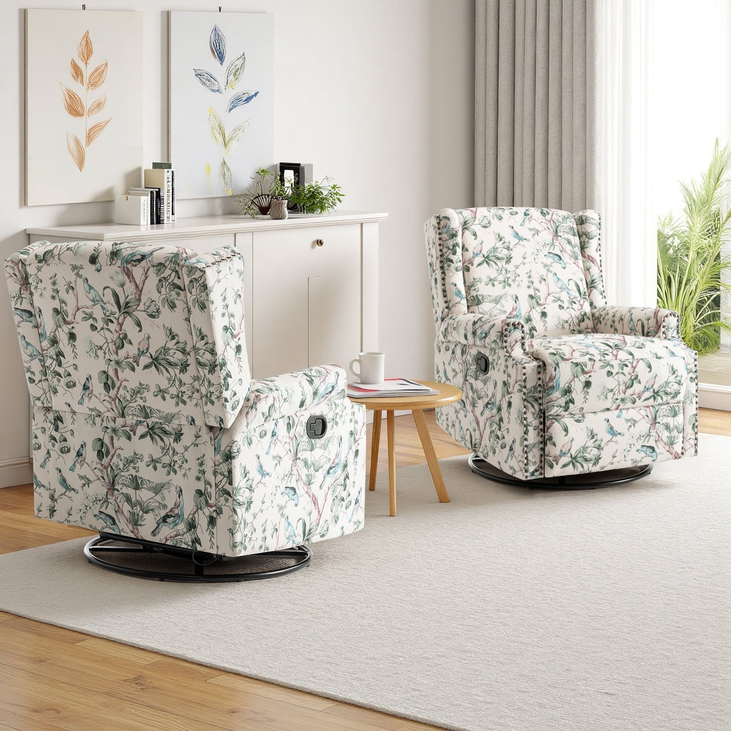 Poltrona reclinabile girevole manuale con schienale a spinta, modello W 29'', set da 2