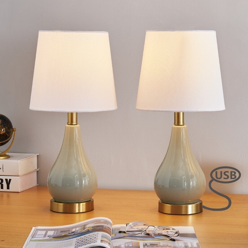Set di lampade da tavolo da 17,5 pollici con USB (set di 2)