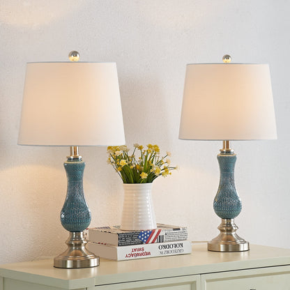 Set di 2 lampade da tavolo in vetro azzurro chiaro