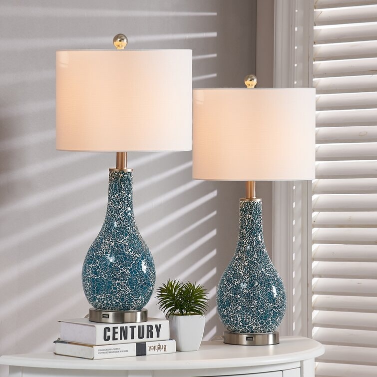 Set di lampade da tavolo in vetro 25.25 con USB (set di 2)