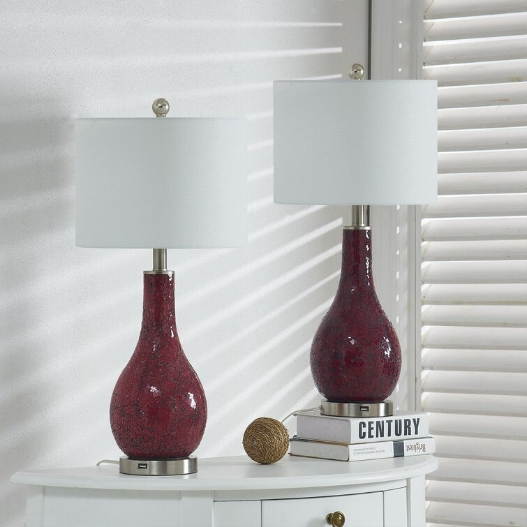 Set di lampade da tavolo in vetro 25.25 con USB (set di 2)