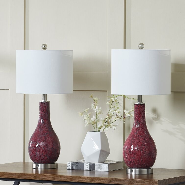 Set di lampade da tavolo in vetro 25.25 con USB (set di 2)