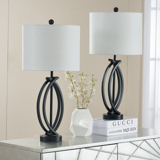 Set di lampade da tavolo in metallo nero da 26 piedi