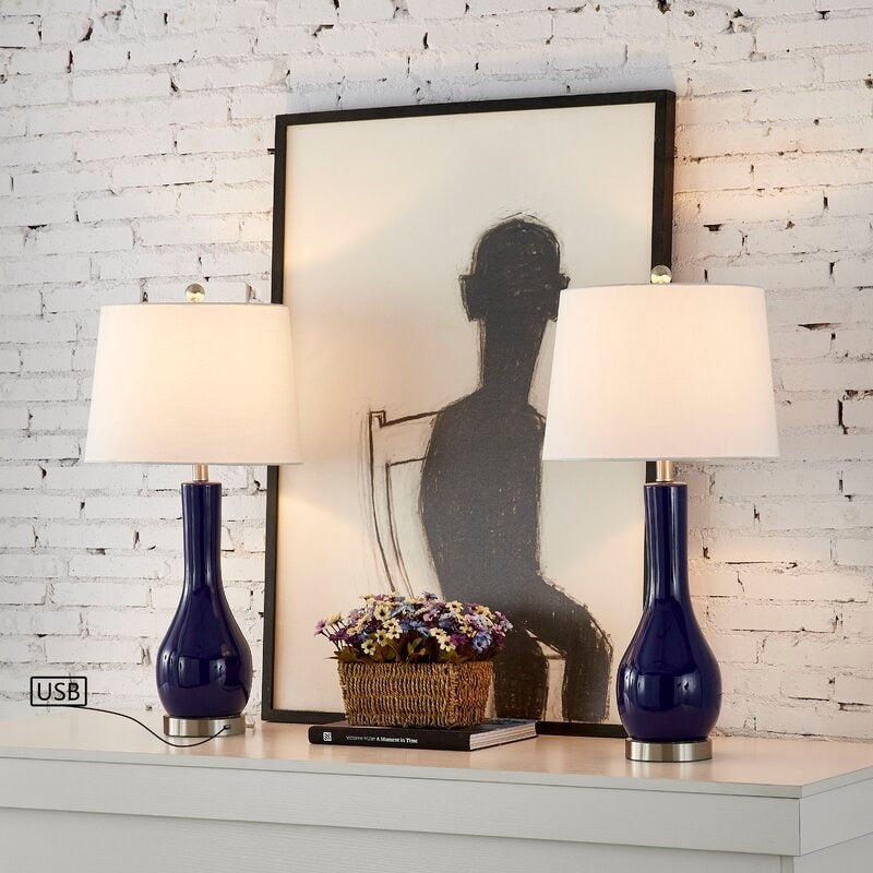 Set di lampade da tavolo in ceramica 28.5 con USB (set di 2)